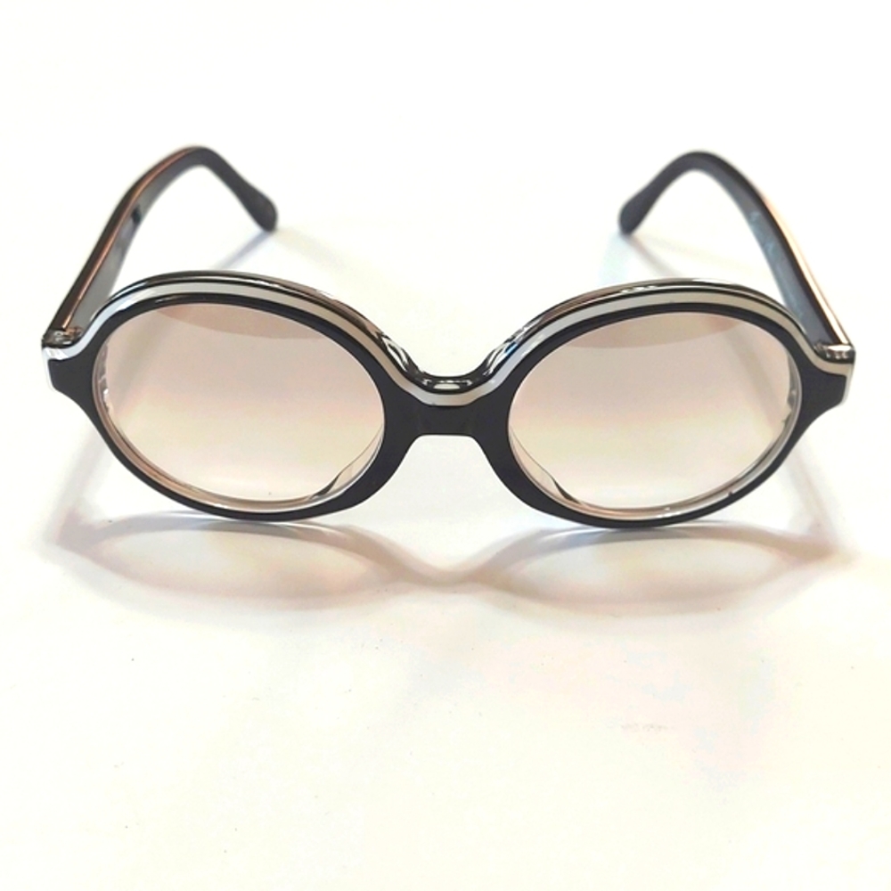 Francis Klein Henry Black Frame With White Trim Sunglasses Light Grey Lenses